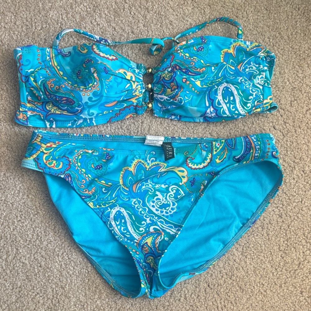 Ralph Lauren Turquoise Paisley Swimwear